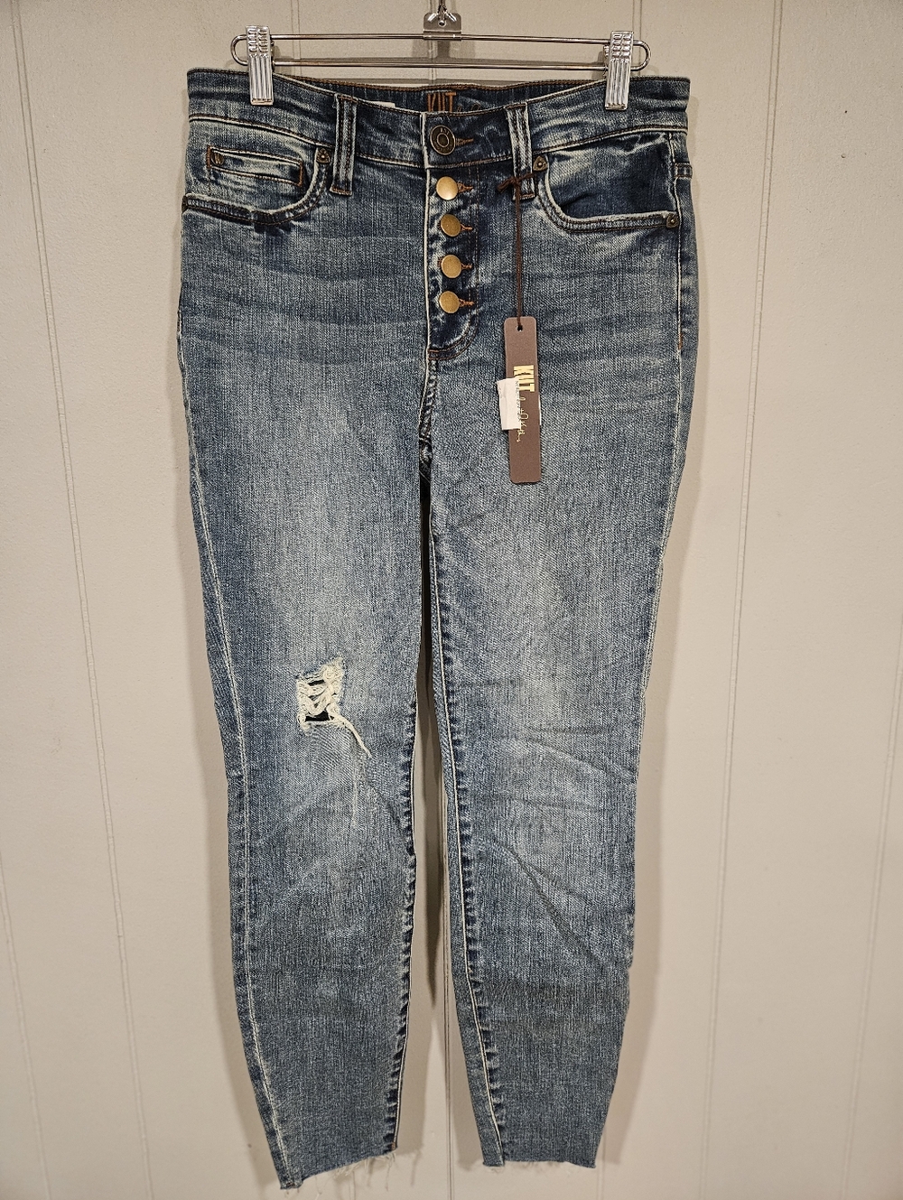 KUT FROM THE KLOTH Carlo Ankle Skinny Jeans Size 2 Womens Button Fly Raw Hem NWT